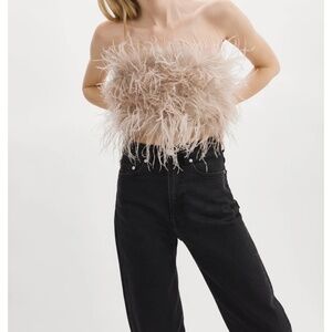 Lamarque Feathered Beige Tube Top